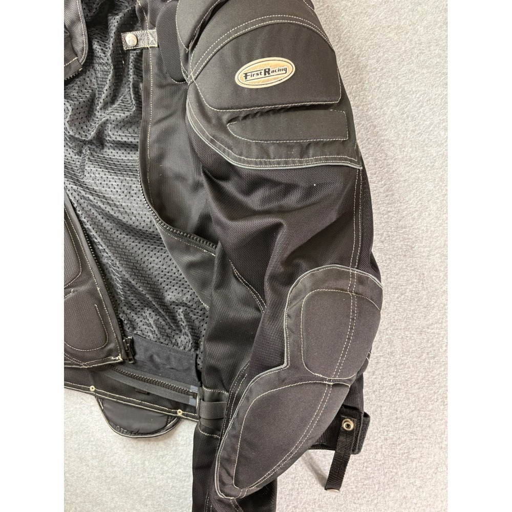 First Racing Motorcycle Jacket Black Mesh Armored Padded Riding Mens 3X Large - Picture 9 of 14
